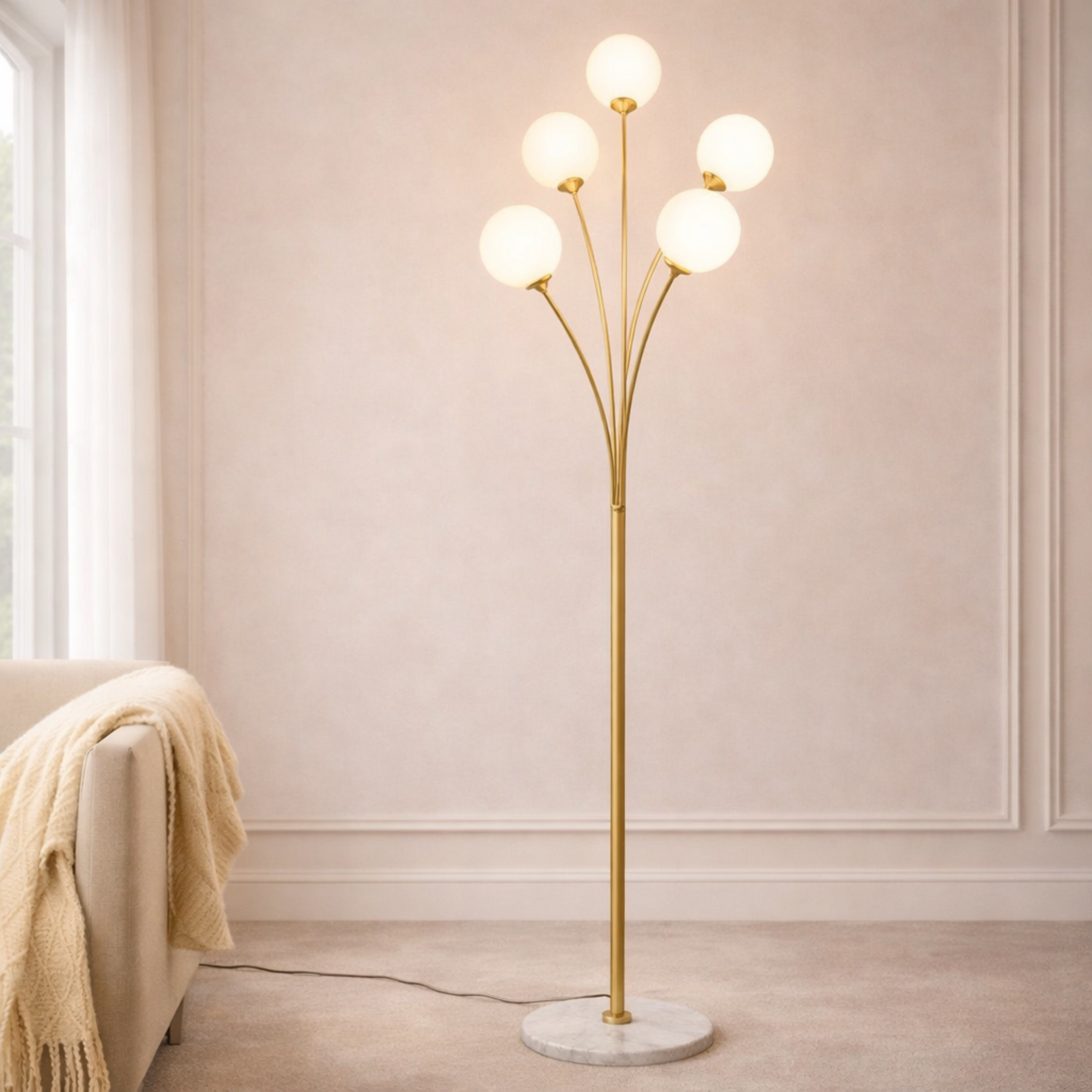 Aurelia Glow Modern Gold Floor Lamp for Luxury Homes