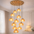 Luxury Pendant Light with modern multi-drop design featuring warm LED glow, ideal for upscale interiors and contemporary home lighting décor.