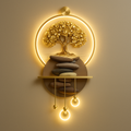Luxury Tree of Life LED Wall Light with golden tree design, ambient halo glow, and hanging orbs. Perfect for modern interior wall decor.