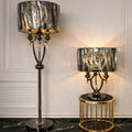Imperial Medusa luxury lamp set with black and gold finish, ideal for Indian homes. Elegant floor and table lamps with ambient lighting and designer appeal.