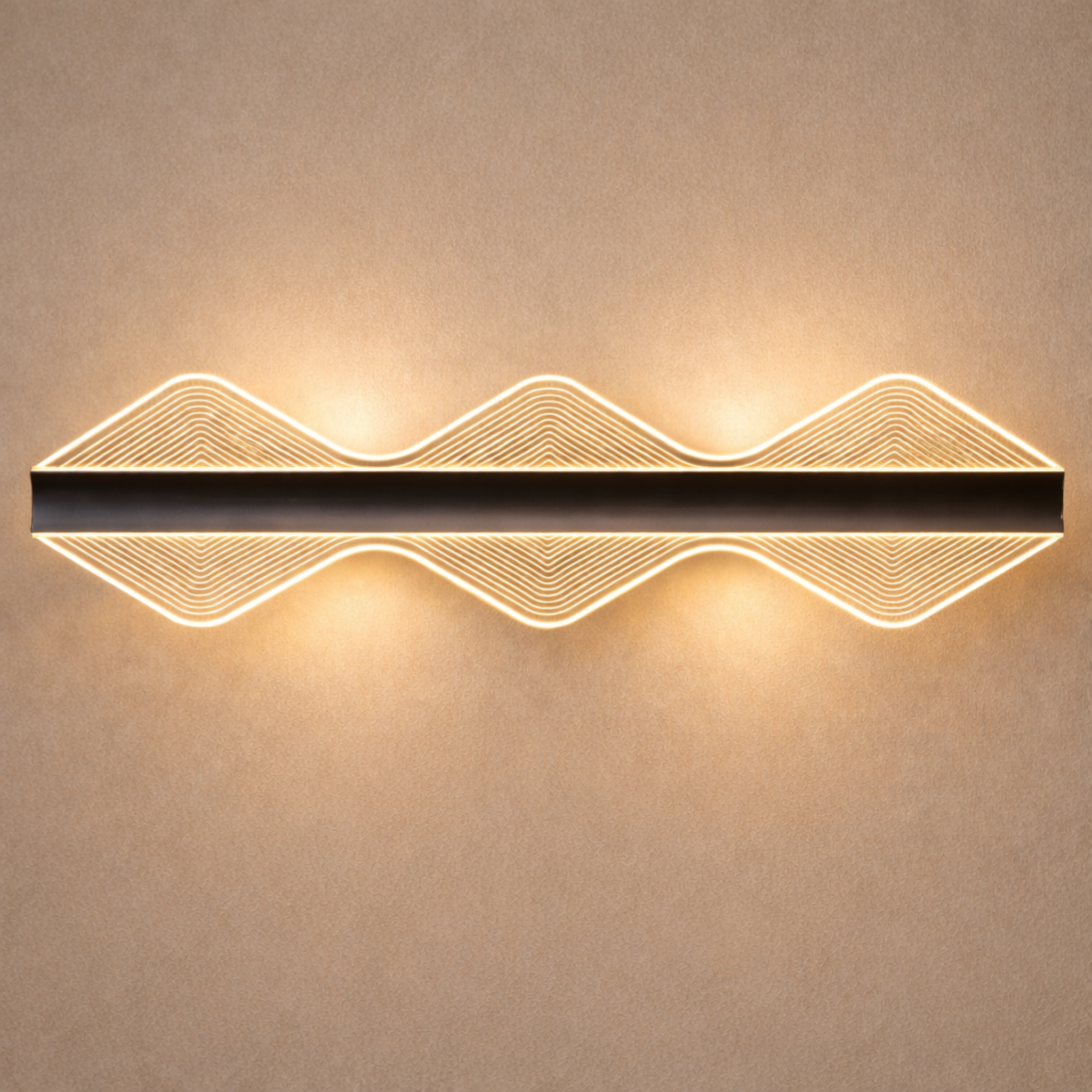 WaveLux Aura Wall Light - Modern LED wall light with artistic wave design and ambient glow, ideal for luxury home interiors and contemporary spaces.