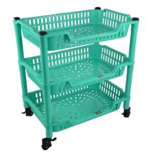 Action plastic pipe 3 Racks Fruits Vegetable Storage Trolley