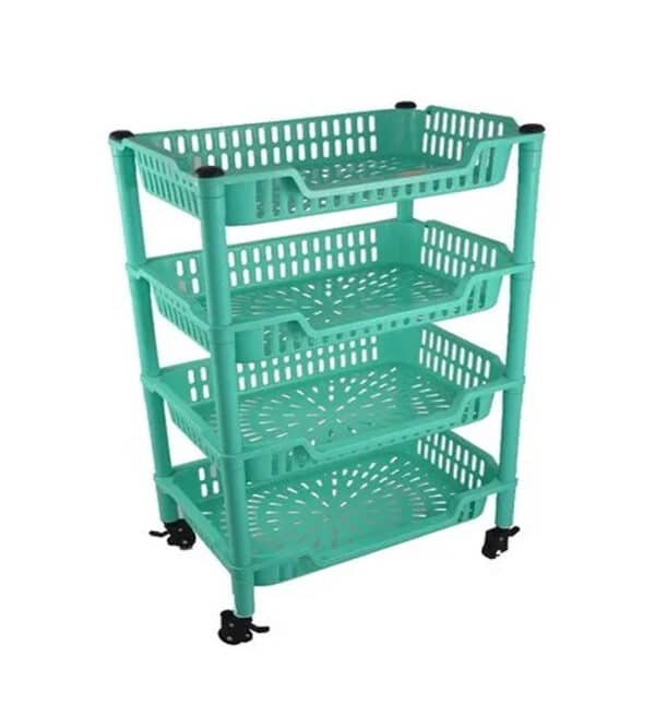 Action plastic pipe 4 Racks Fruits Vegetable Storage Trolley