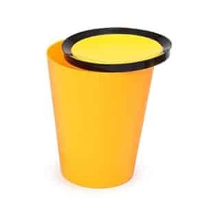 Plastic Round Waste Container With Flap Garbage Bins (20 ltr, M Orange)