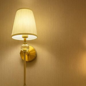 Gold Wall Sconce with Pleated Fabric Shade