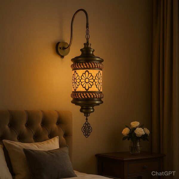 Floral Glow Vintage Lantern Wall Sconce