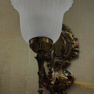Antique Brass Wall Light with Frosted Glass Shade