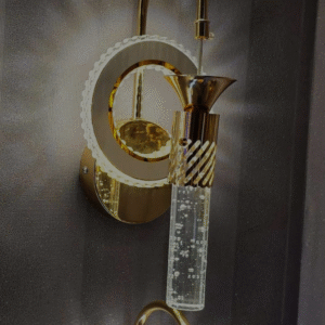 Golden Wall Light with Crystal Bubble Tube