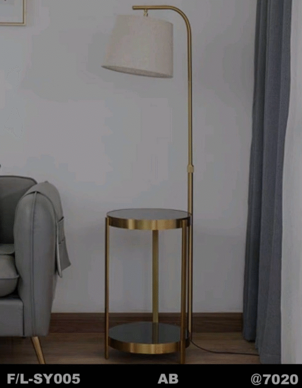 Contemporary Floor Lamp with Built-In Table
