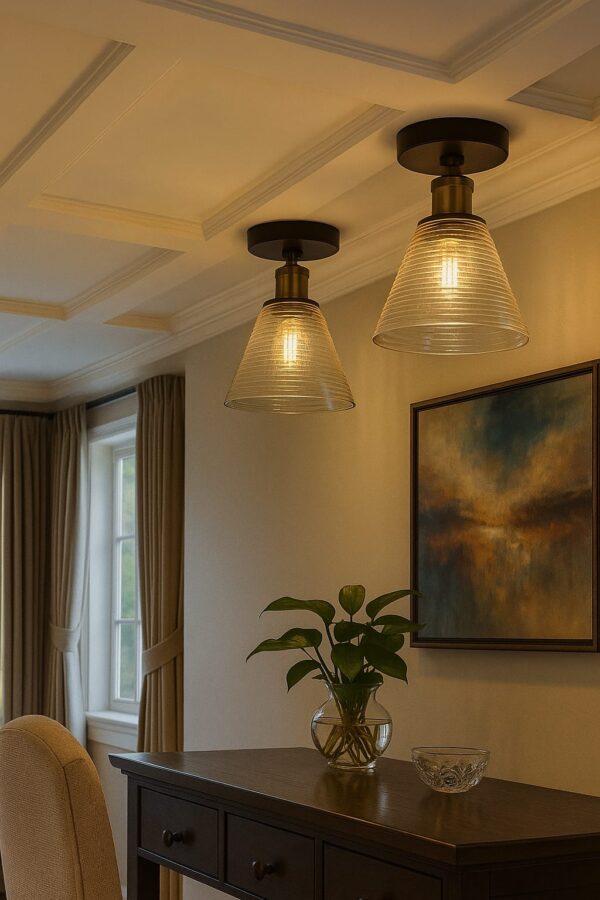 Vintage Cone Glass Ceiling Light