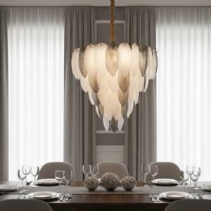 Feather Glass Leaf Chandelier