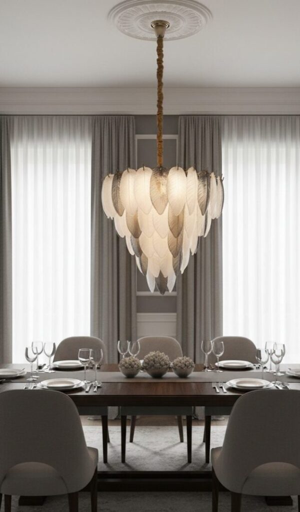 Feather Glass Leaf Chandelier