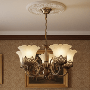 Antique Brass Chandelier with Frosted Glass Shades Luxury Lighting