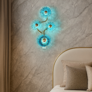 Luxury Blue Floral LED Wall Light