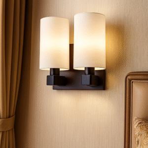 Modern Twin Fabric Shade Wall Light
